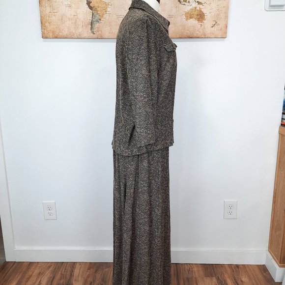 Vtg 90s bronze micro crinkle floral skirt set — JM Collection Jennifer Moore - Picture 15 of 16